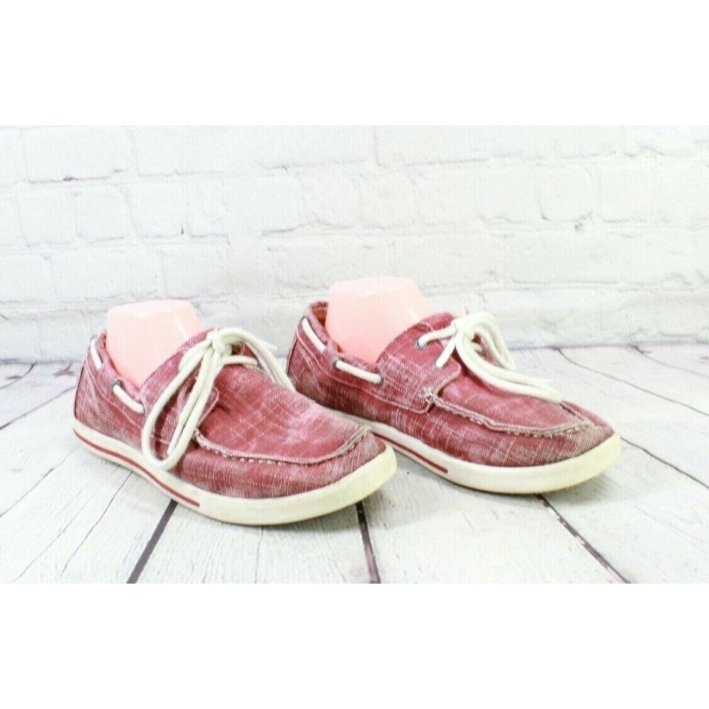 LL Bean Colonial Red Sunwashed Canvas Two Eye Sneakers Size 10 M - Picture 1 of 9